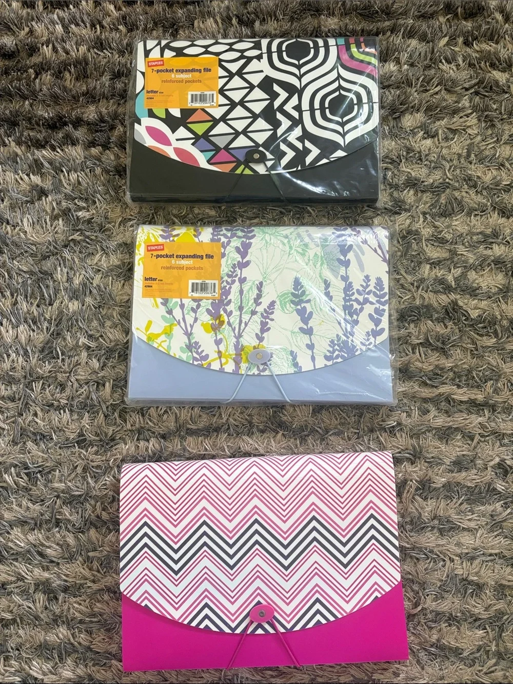 Pink, Lavender and Black Expanding File & Folder Set of 3, with Free Gifts